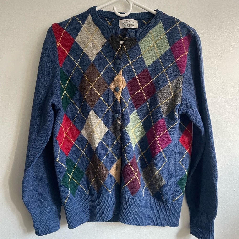 United Colors Of Benetton made in Italy Argyle Cardigan